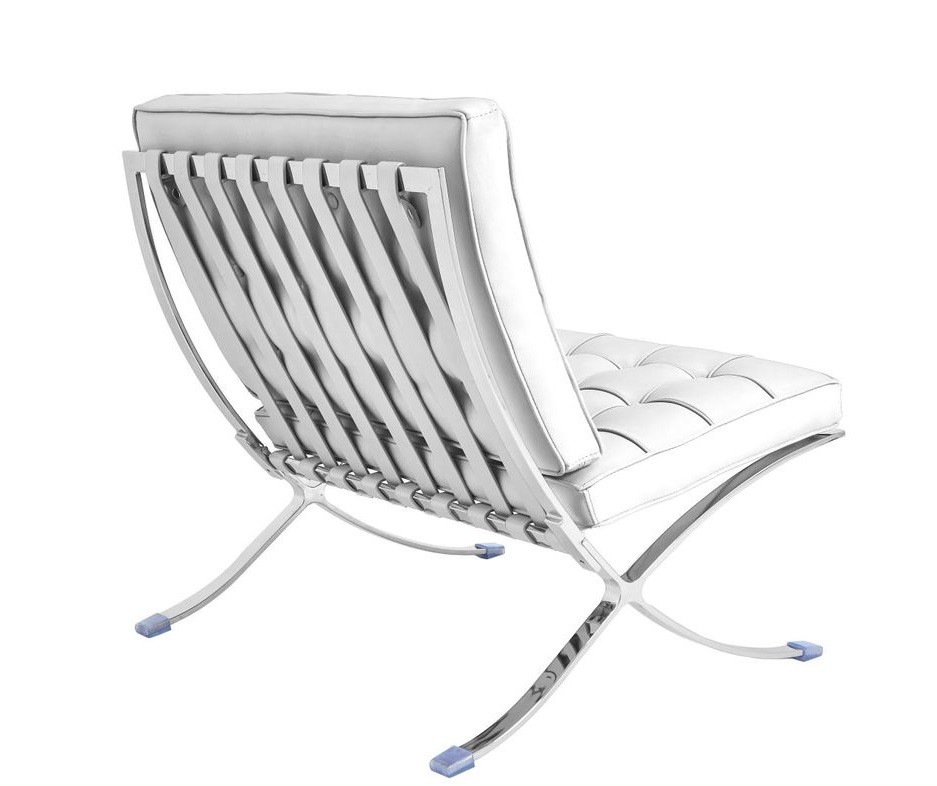 Silla BARNA (T), diseño, acero inoxidable, piel top blanca - Imagen 3