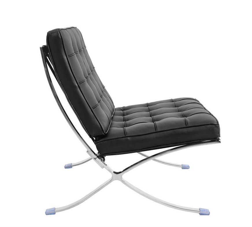 Silla BARNA (T), diseño, acero inoxidable, piel top negra - Imagen 2