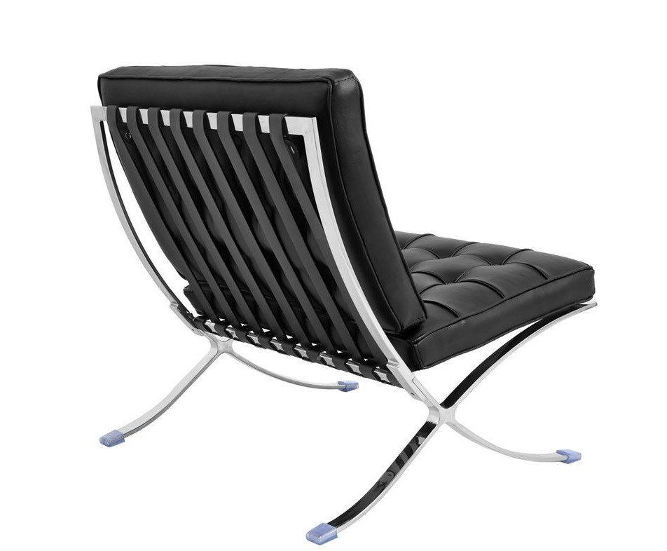 Silla BARNA (T), diseño, acero inoxidable, piel top negra - Imagen 3