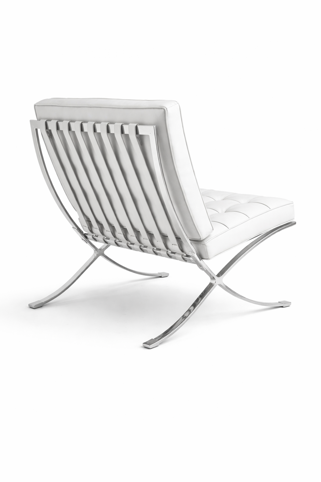 Silla BARNA (T), diseño, acero inoxidable, similpiel blanca - Imagen 3