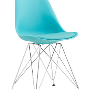 Silla BELLA (SU), cromada, carcasa y cojín turquesa