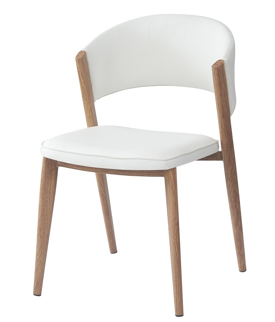 Silla CALABRIA, metal acabado de color madera, similpiel blanca - Imagen 3