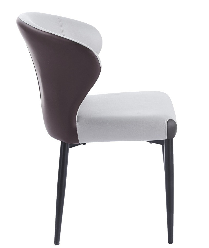 Silla DAVOS, metal, tapizado similpiel marrón y gris - Imagen 3
