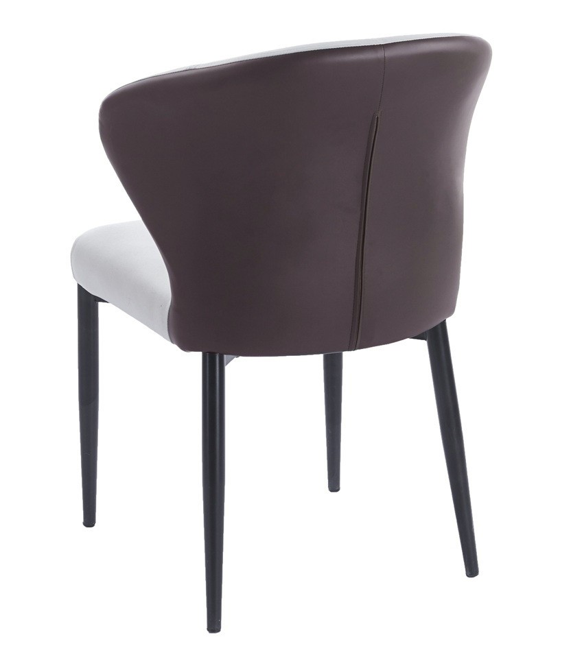 Silla DAVOS, metal, tapizado similpiel marrón y gris - Imagen 5