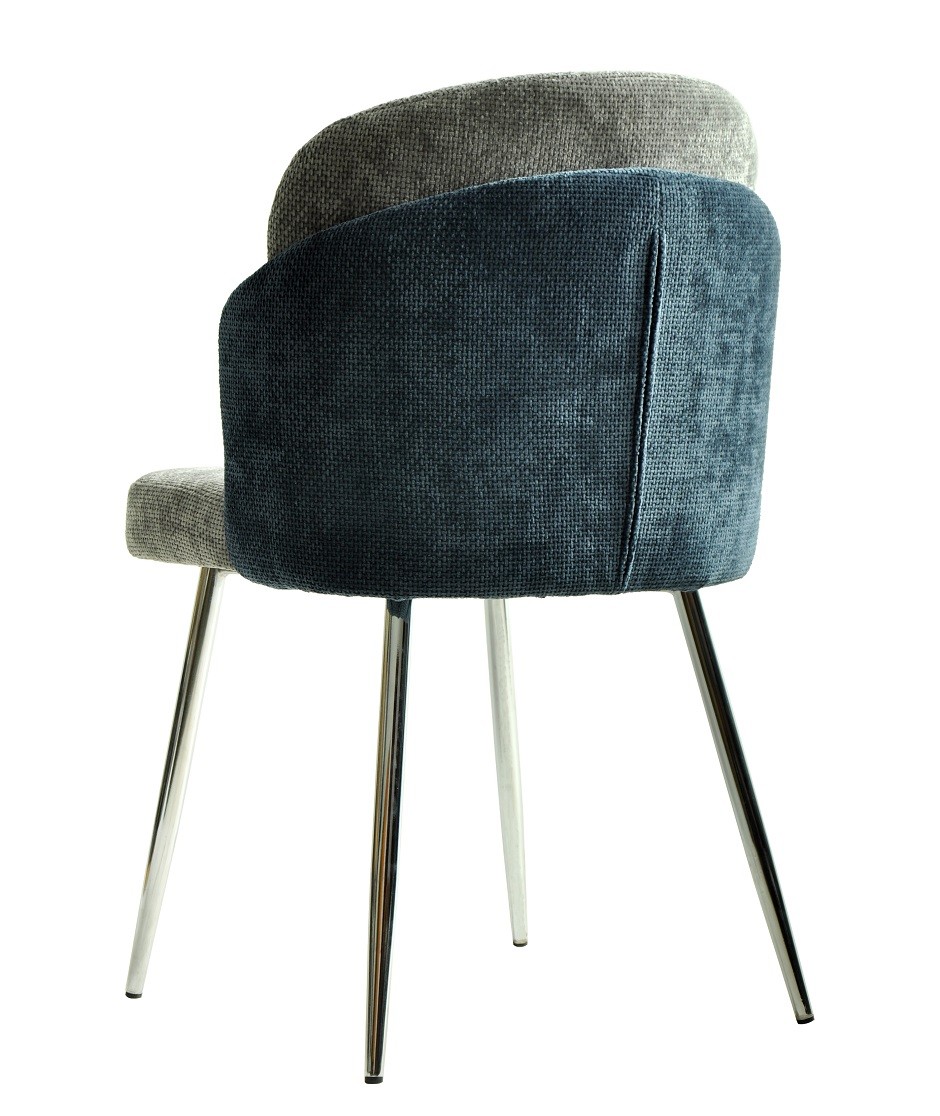 Silla DRESDE, cromada, tapizada chenilla azul y gris claro - Imagen 4