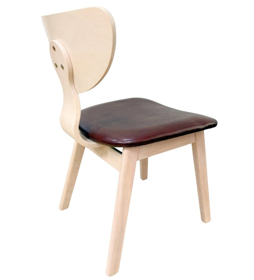 Silla DUBLIN, contrachapado de madera de hevea, natural, similpiel marrón - Imagen 4