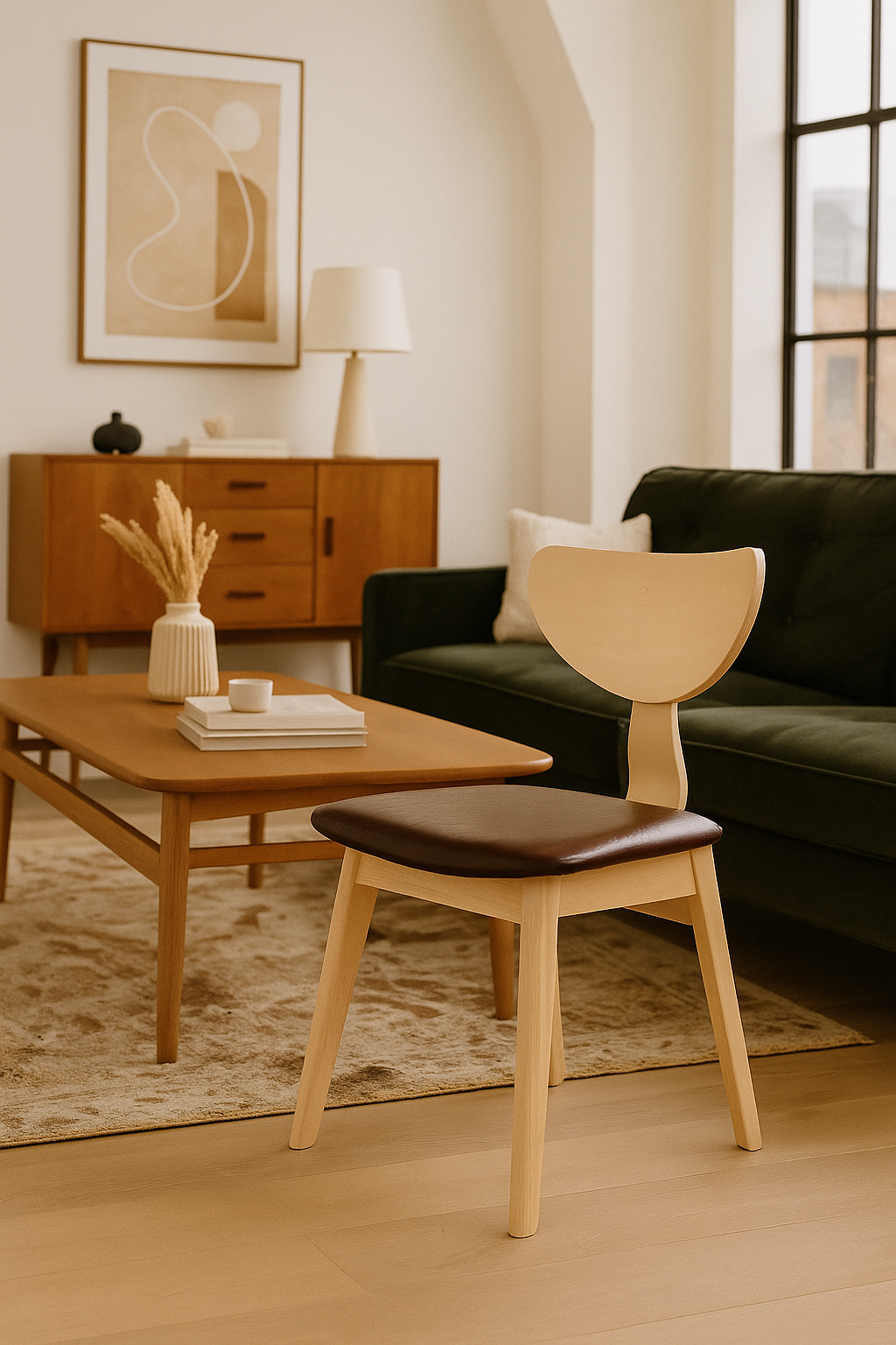 Silla DUBLIN, contrachapado de madera de hevea, natural, similpiel marrón - Imagen 6