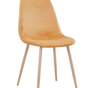 Silla EPOQUE NEW, patas metálicas, terciopelo amarillo mostaza 42