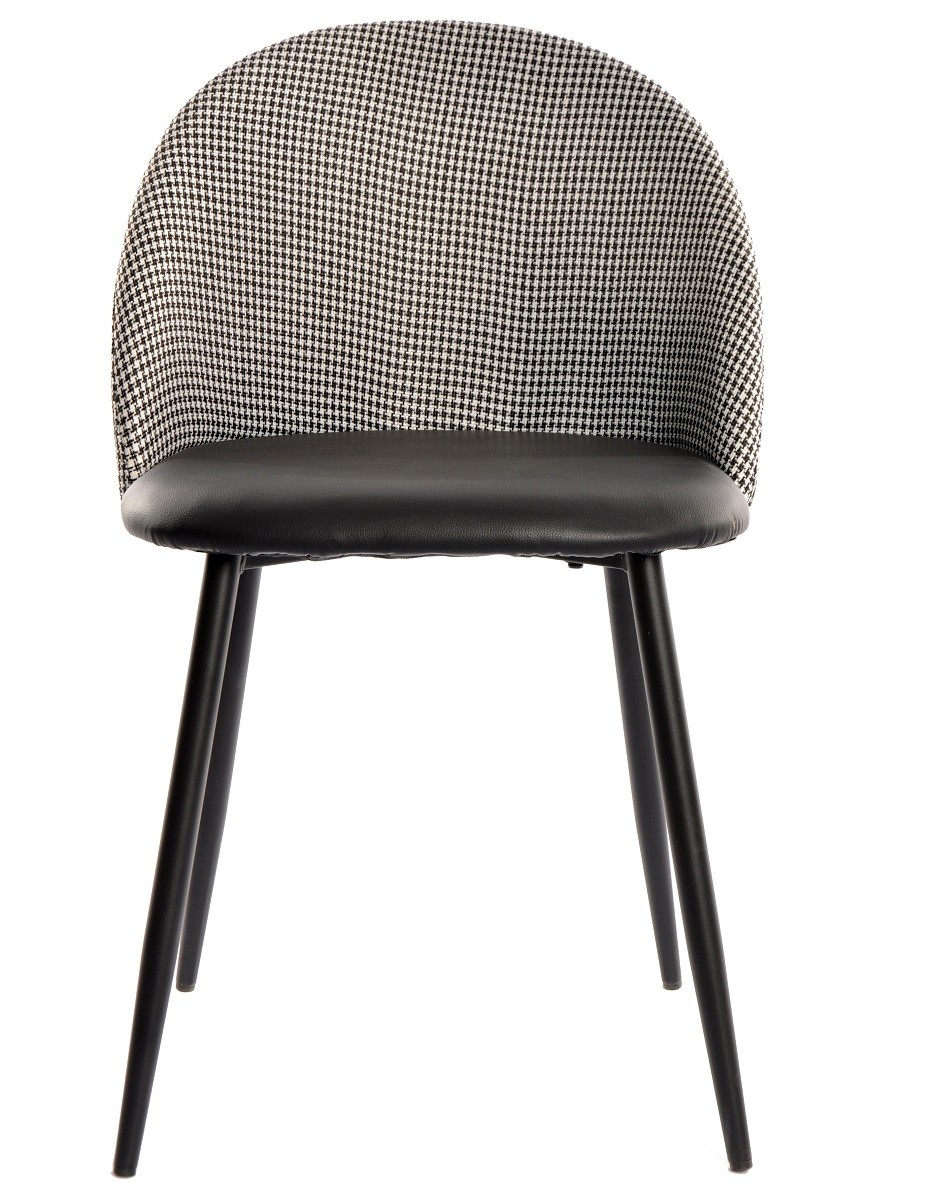 Silla ETNA, metal negro, tapizado pata de gallo y similpiel negra - Imagen 2