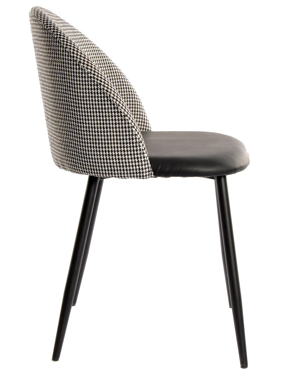 Silla ETNA, metal negro, tapizado pata de gallo y similpiel negra - Imagen 3