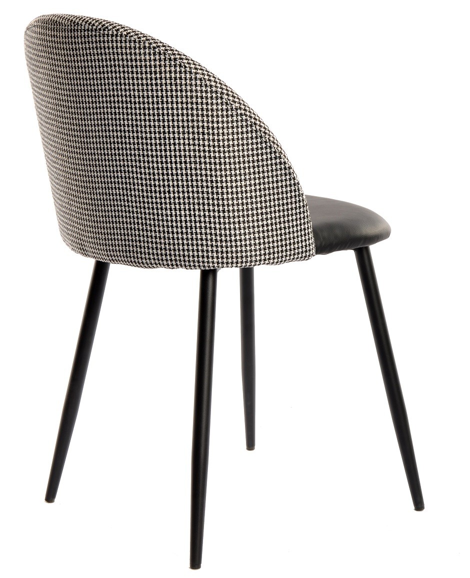 Silla ETNA, metal negro, tapizado pata de gallo y similpiel negra - Imagen 4