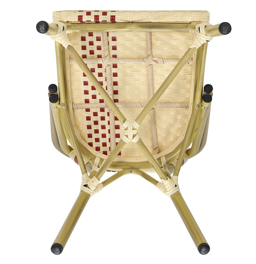 Silla GARNIER, apilable, aluminio, ratán beige y rojo - Imagen 4