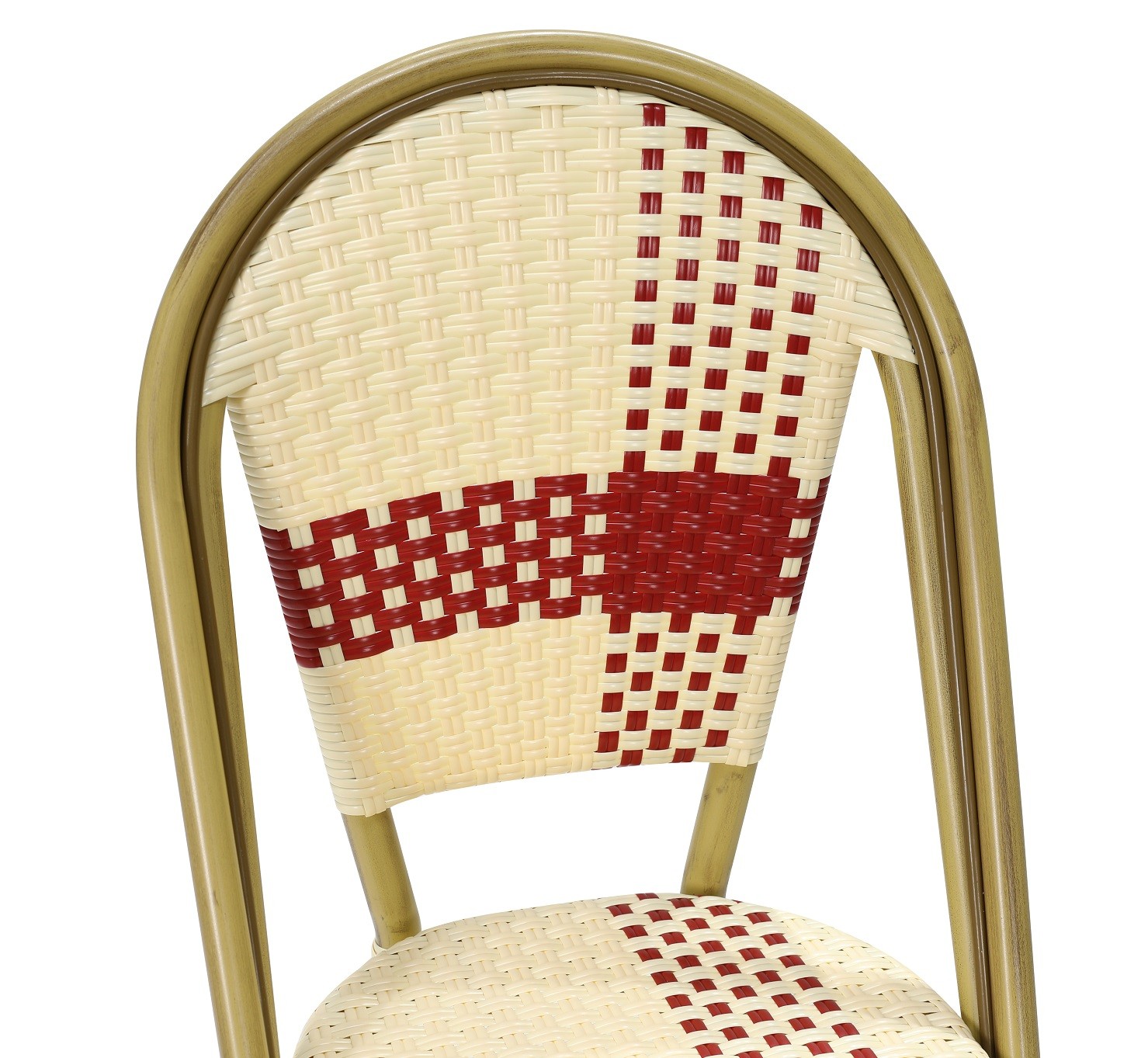 Silla GARNIER, apilable, aluminio, ratán beige y rojo - Imagen 5