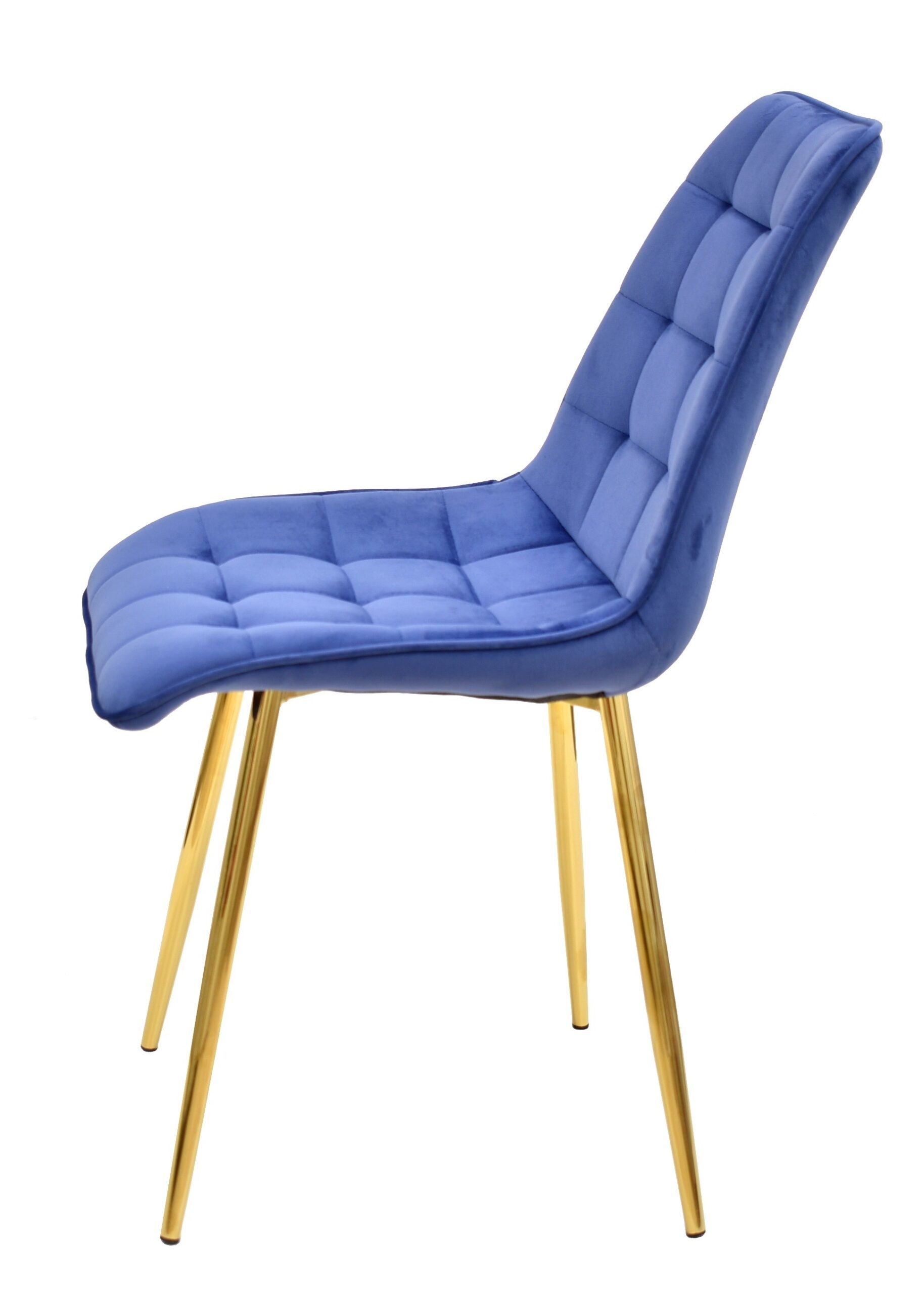 Silla GILDA, metal, dorado, tejido velvet azul - Imagen 2