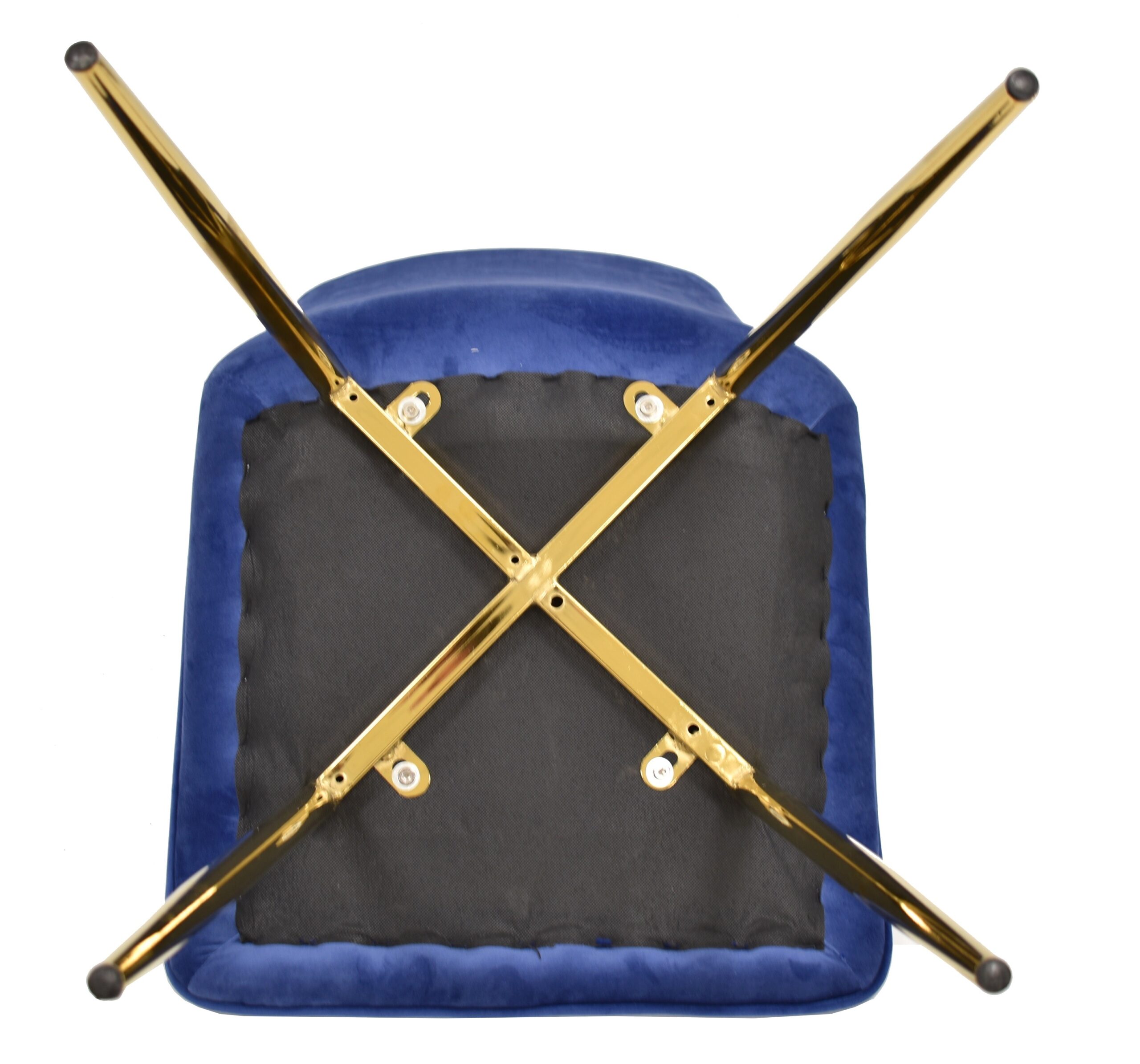 Silla GILDA, metal, dorado, tejido velvet azul - Imagen 6