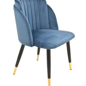 Silla GLAMOUR, metal, tapizado velvet azul