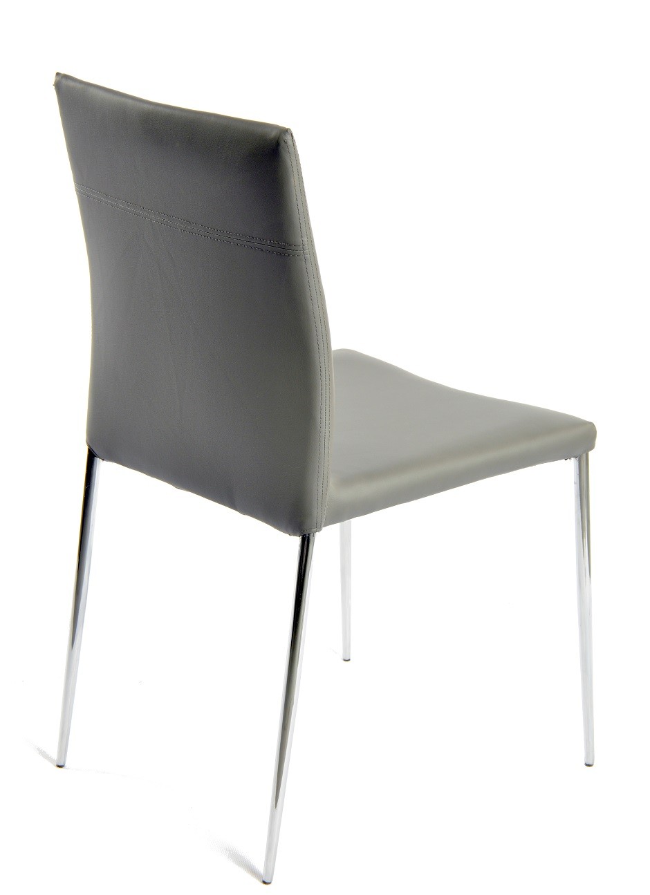 Silla INMA, apilable, metal, similpiel gris oscuro - Imagen 3