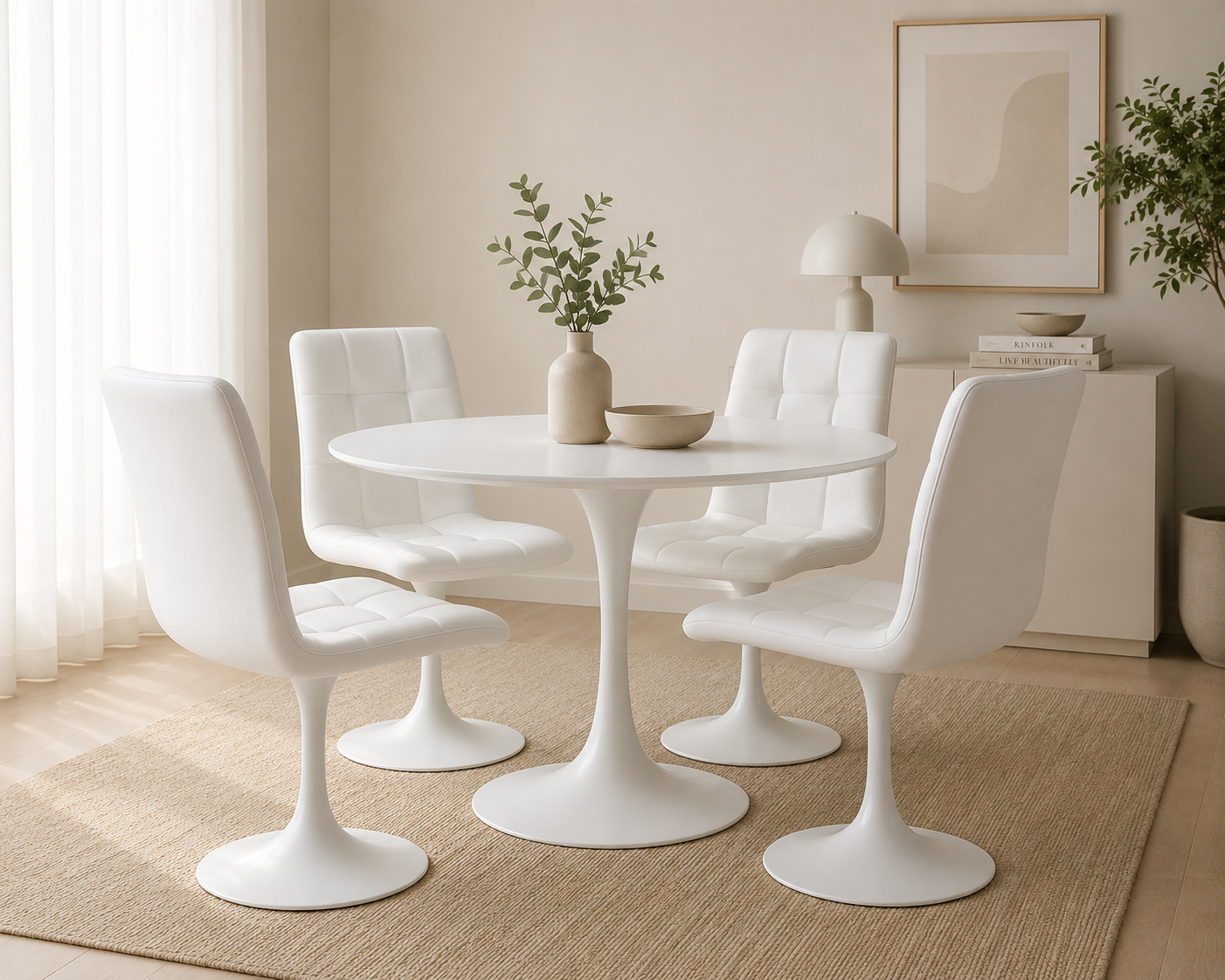 Silla IVONNE, metal blanco, tapizado similpiel blanca - Imagen 3