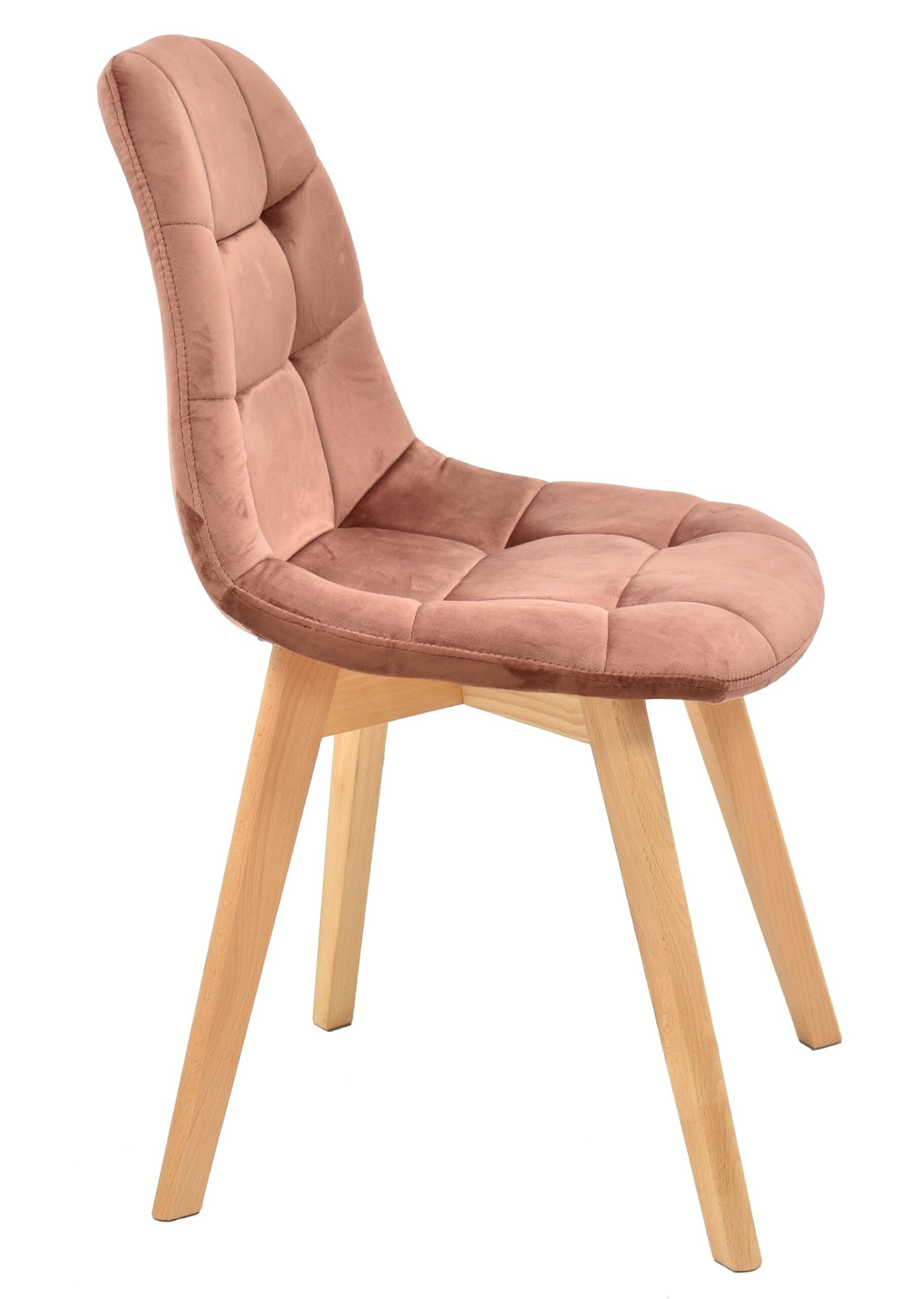 Silla LORENA, madera, tapizada velvet rosa coral - Imagen 2