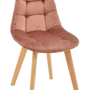 Silla LORENA, madera, tapizada velvet rosa coral