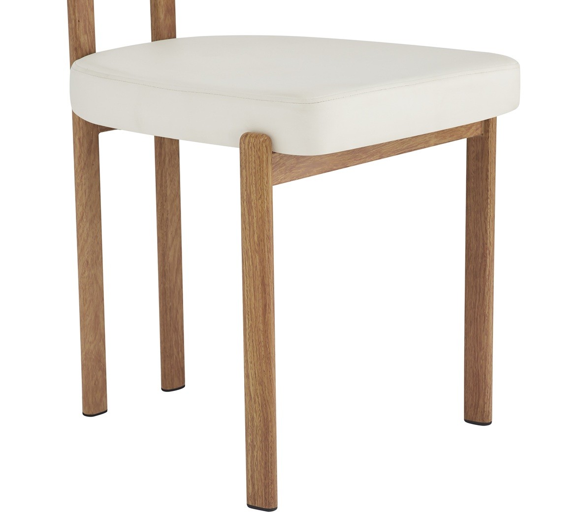 Silla MESINA, metal acabado de color madera, similpiel blanca - Imagen 3
