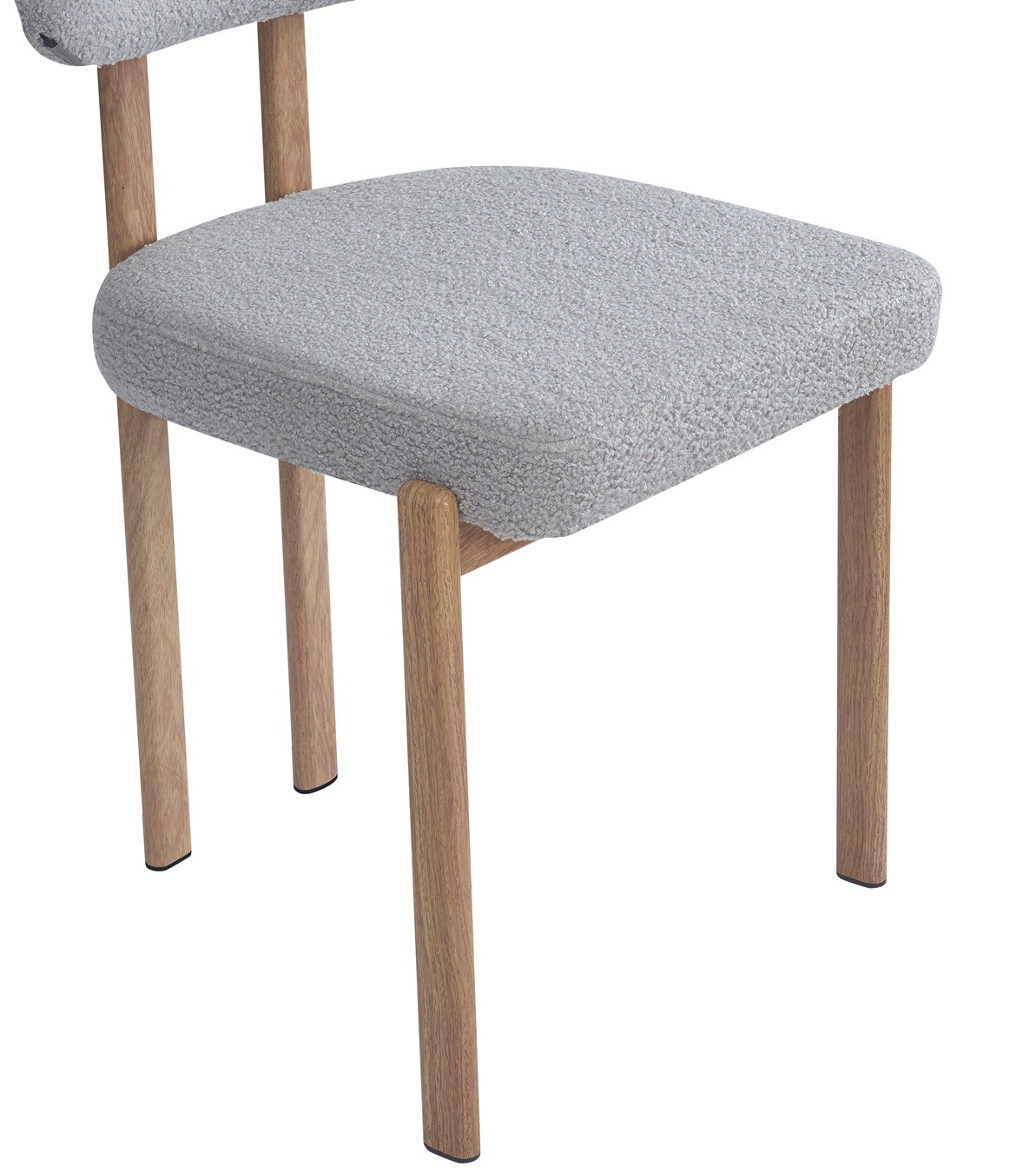 Silla MESINA, metal acabado de color madera, tejido bouclé gris 24 - Imagen 3