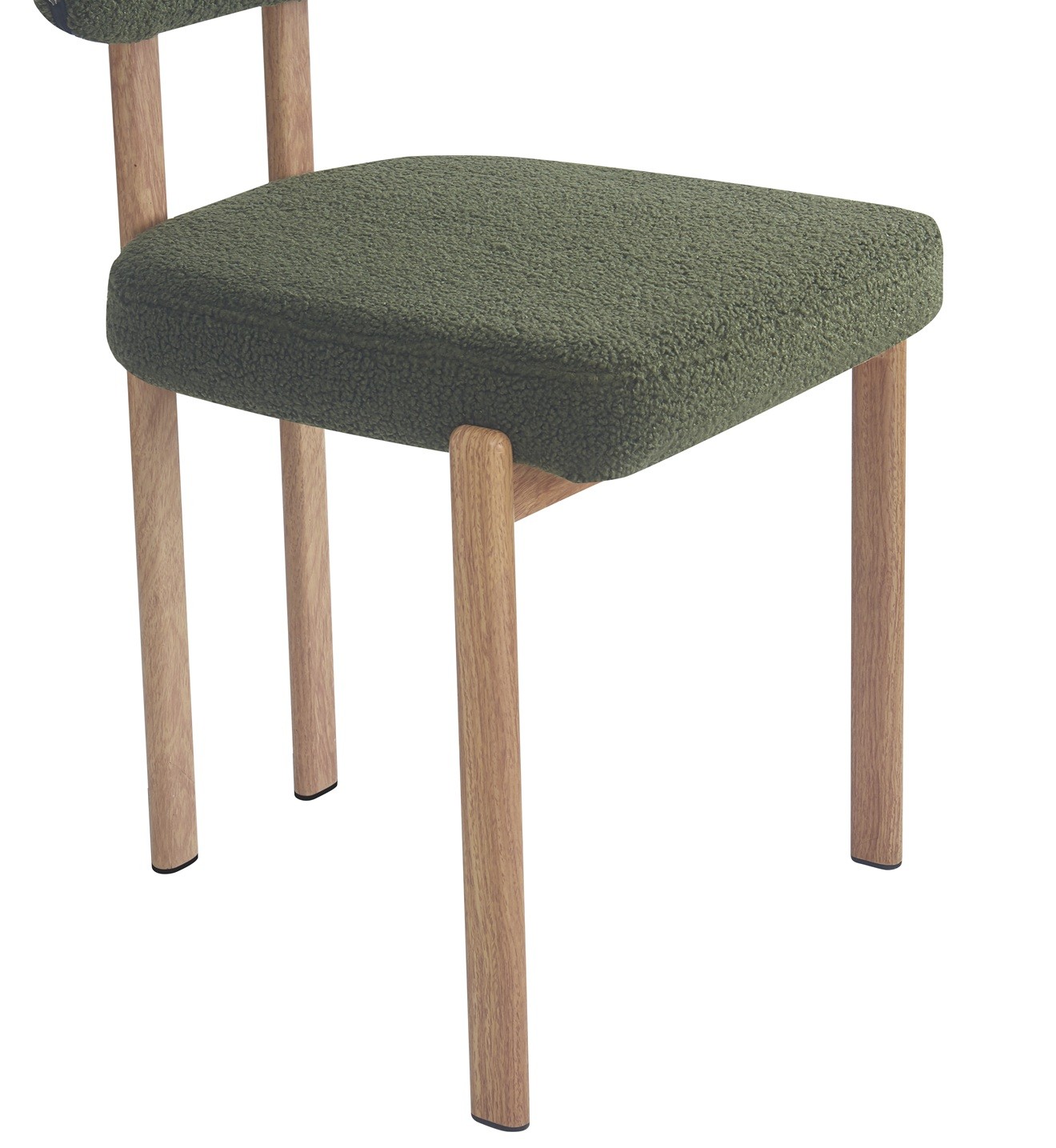 Silla MESINA, metal acabado de color madera, tejido bouclé verde oscuro 23 - Imagen 3