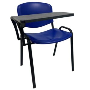 Silla NIZA con pala de escritura, asiento y respaldo en plástico azul
