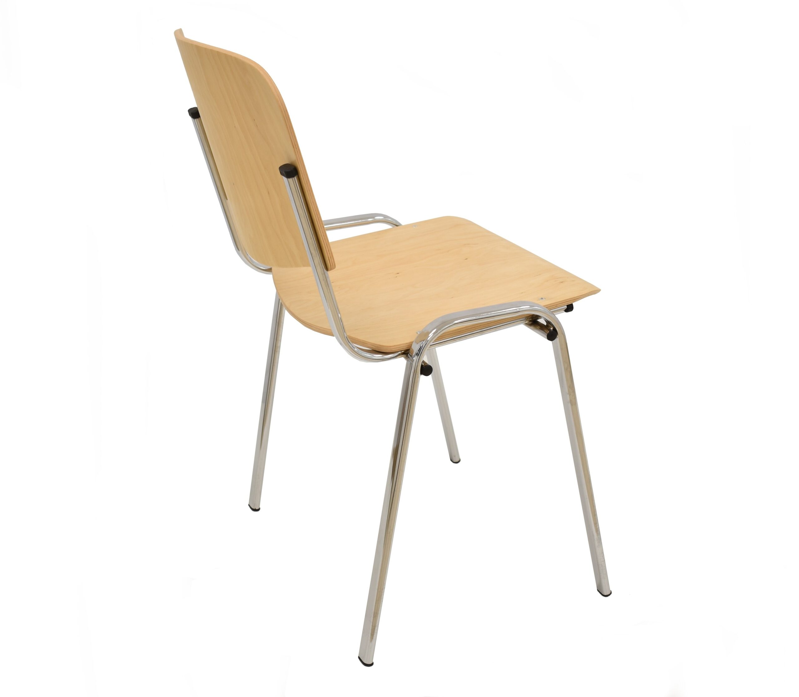 Silla NIZA NEW, chasis cromado, asiento y respaldo en madera natural - Imagen 2