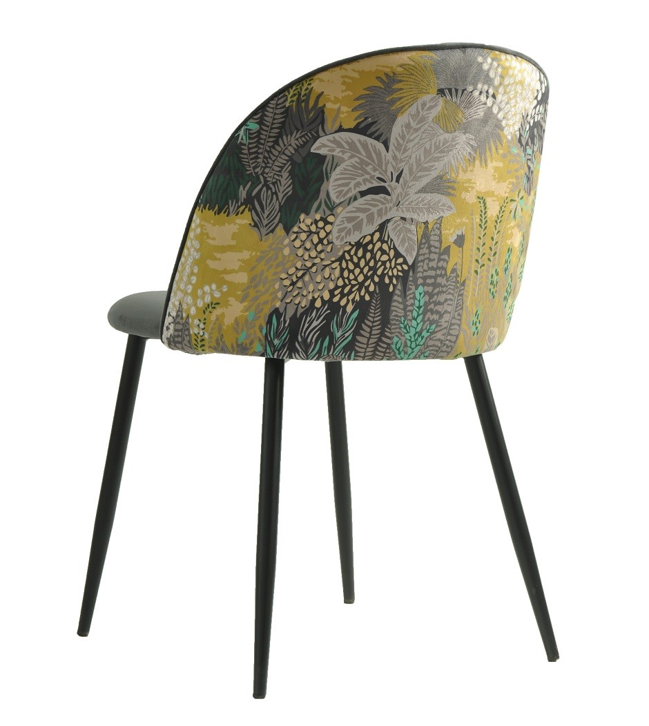 Silla PALM GREY, metal, tapizado velvet gris con trasera palm - Imagen 4