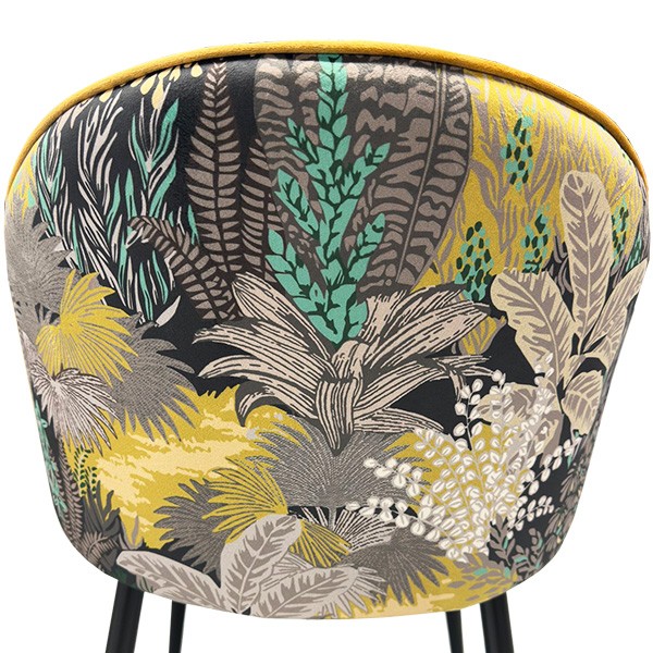 Silla PALM YELLOW, metal, tapizado velvet amarillo con trasera palm - Imagen 5