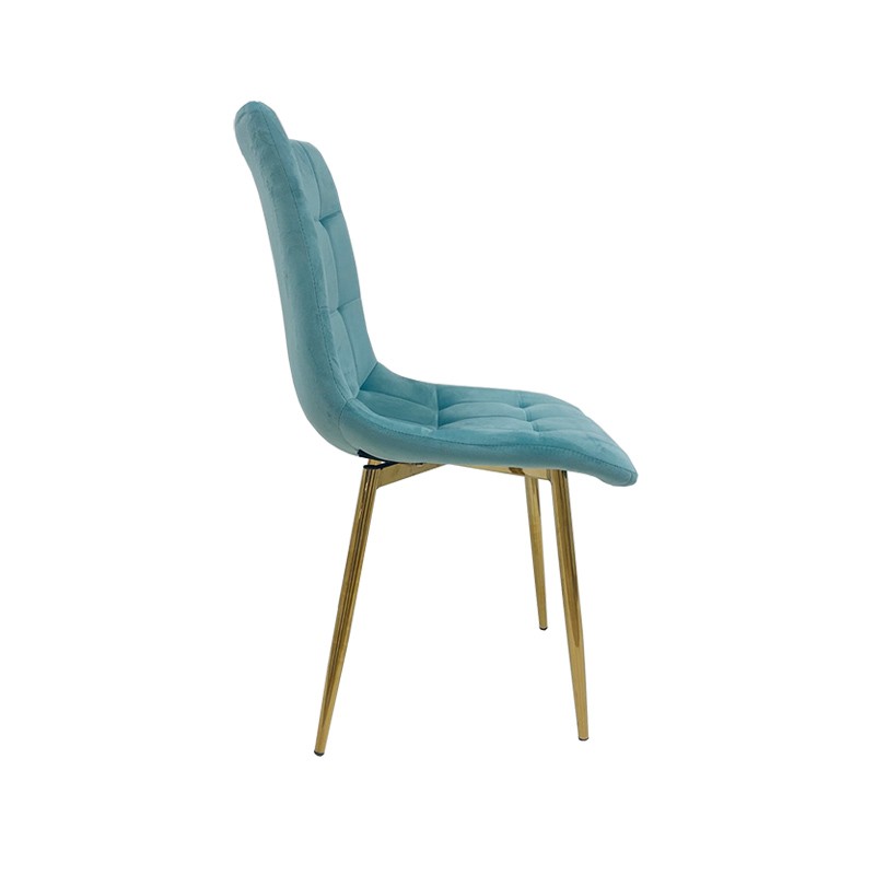 Silla SHAYLA, metal, dorado, tejido velvet verde agua - Imagen 2
