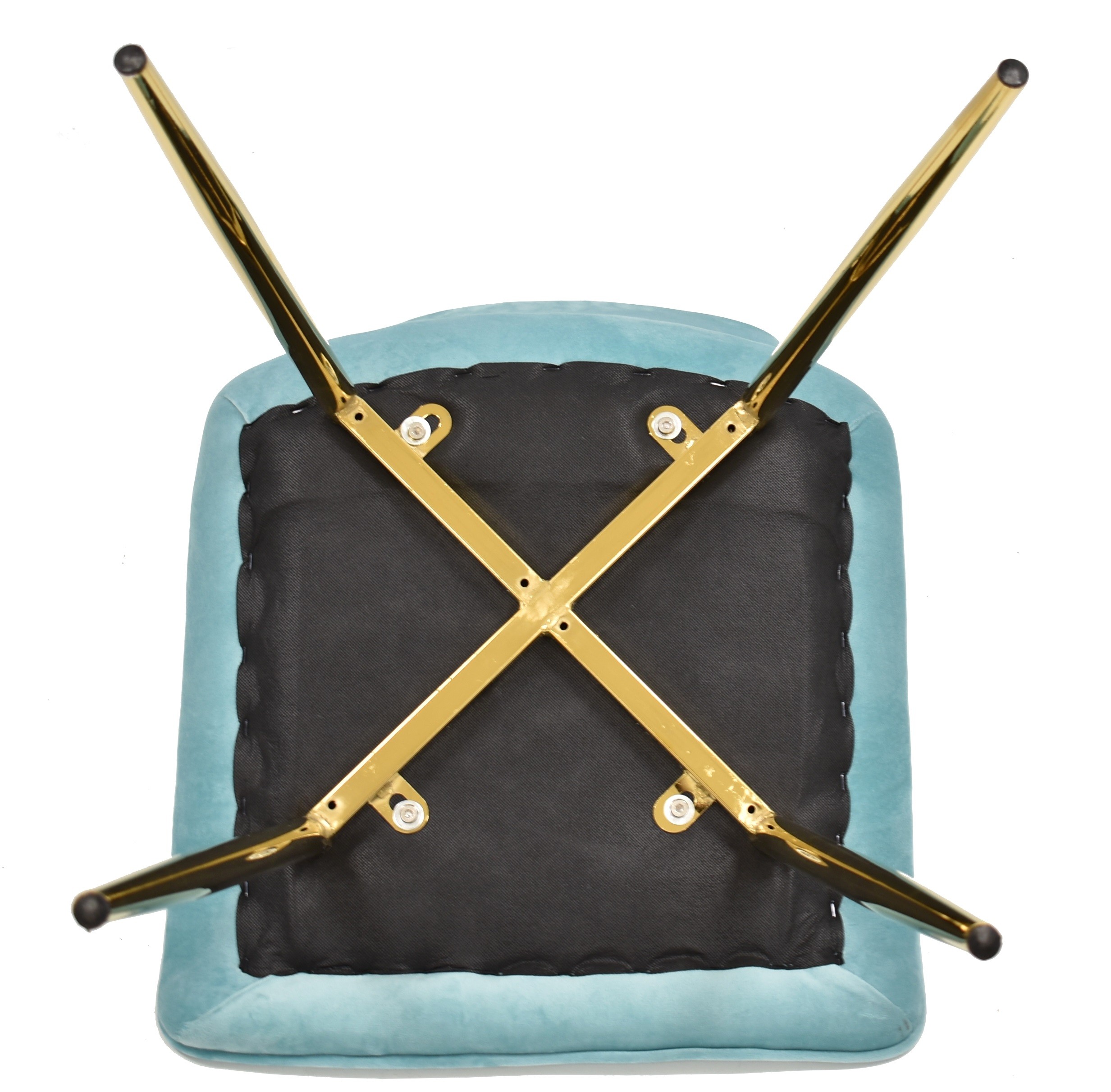 Silla SHAYLA, metal, dorado, tejido velvet verde agua - Imagen 4