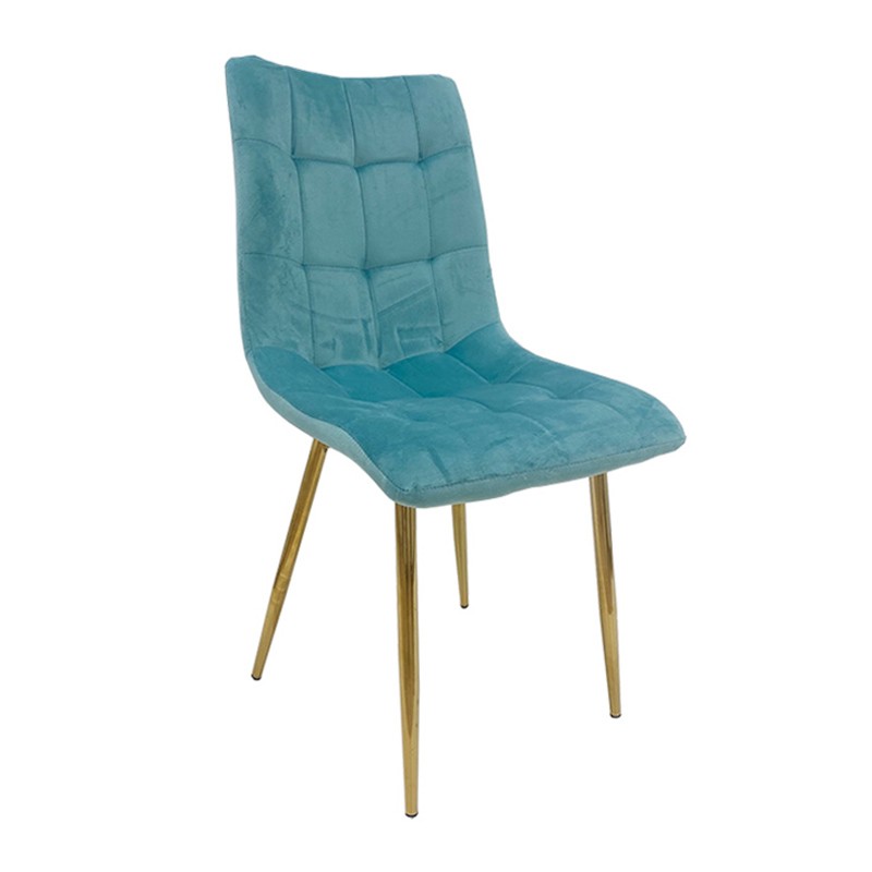 Silla SHAYLA, metal, dorado, tejido velvet verde agua