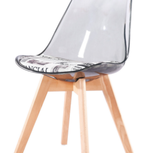 Silla TORRE 4P, madera, transparente, cojín estampado moderno