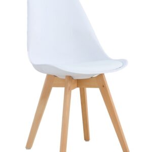 Silla TORRE 4P ( SU ), madera, polipropileno y cojín blanco