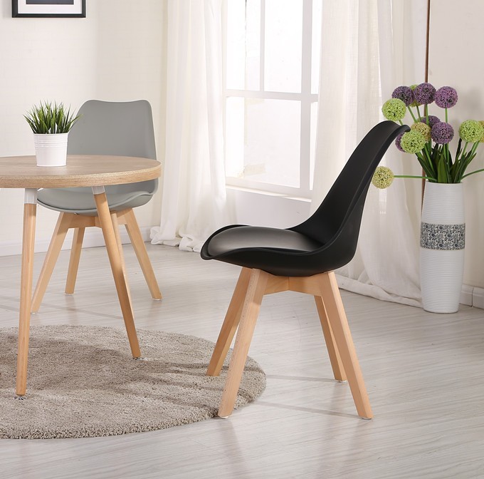 Silla TORRE 4P ( SU ), madera, polipropileno y cojín negro - Imagen 4