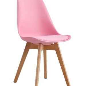 Silla TORRE 4P (SU), madera, polipropileno y cojín rosa
