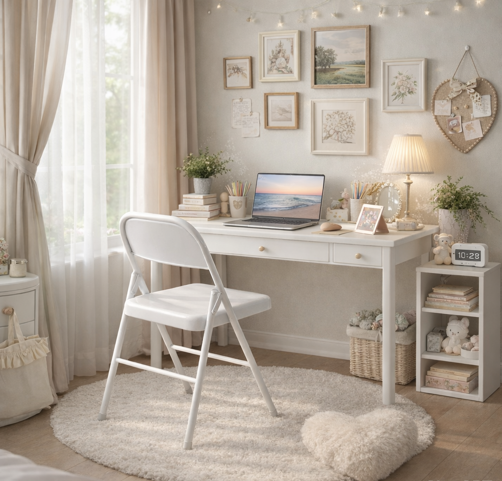 Silla TOSCANA, plegable, metal, blanca - Imagen 2