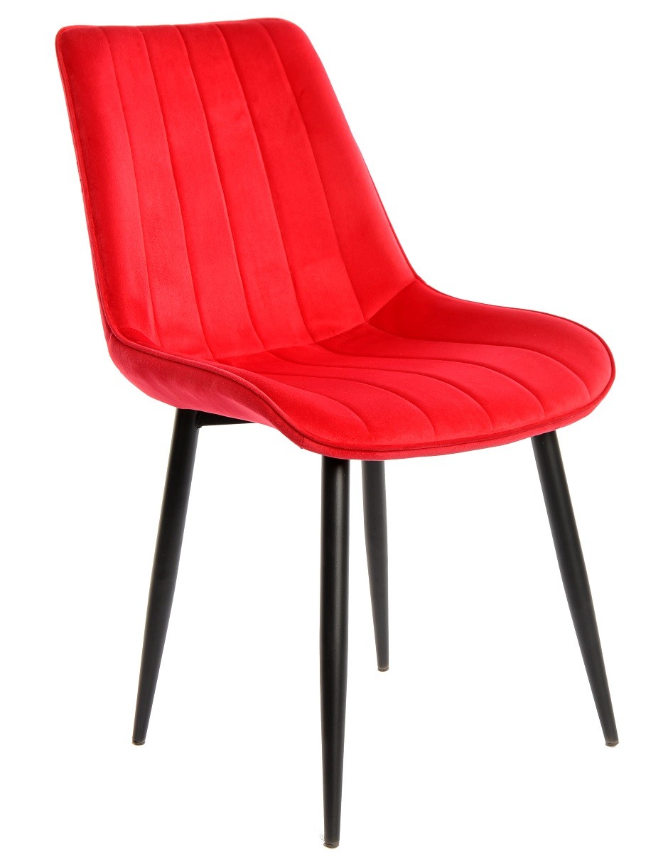 Silla YUCCA, metal negro, tapizado velvet rojo
