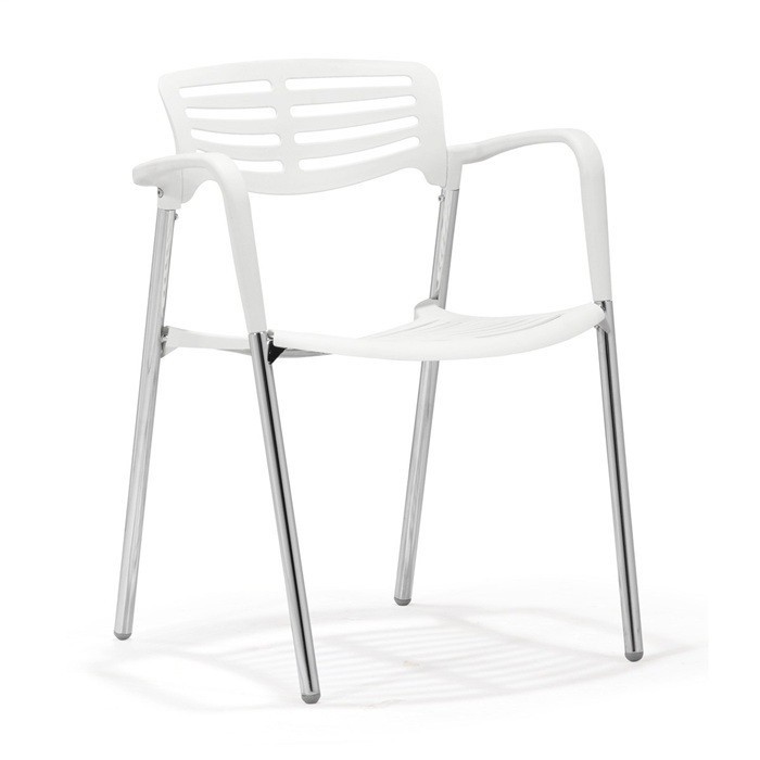 Sillón ALBENIZ, cromado, polipropileno blanco - Imagen 2