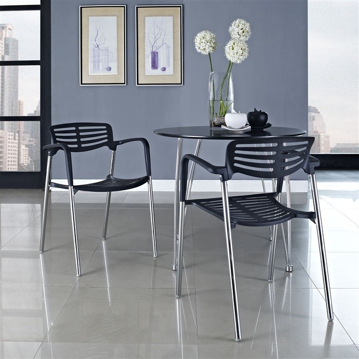 Sillón ALBENIZ, cromado, polipropileno negro