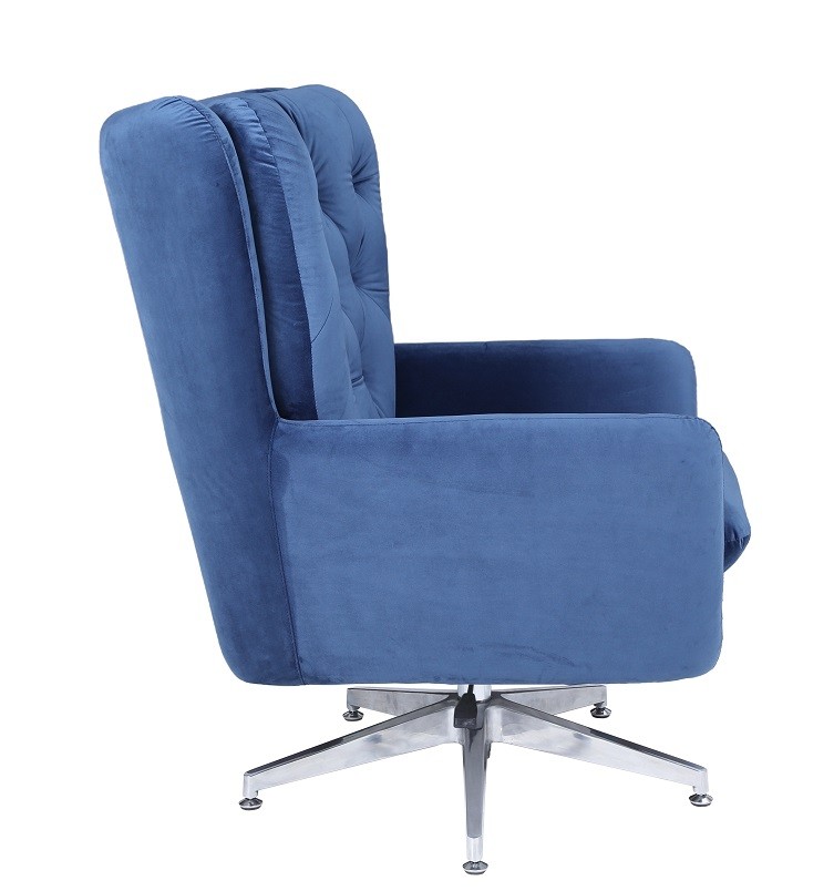 Sillón BÉCQUER, giratorio, regulable, tapizado velvet azul - Imagen 3