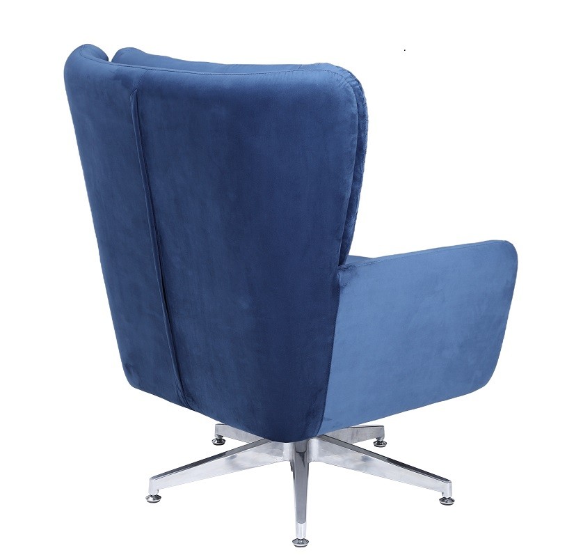 Sillón BÉCQUER, giratorio, regulable, tapizado velvet azul - Imagen 5