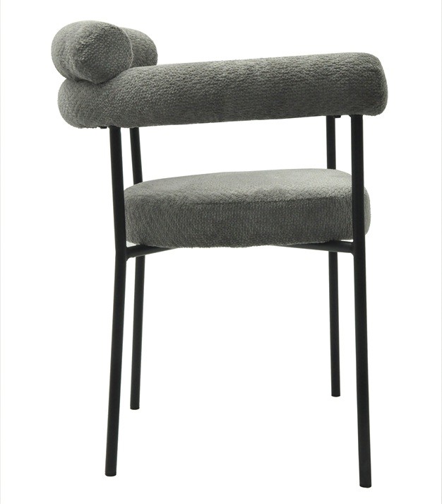 Sillón CERVANTES, metal, tapizado tejido bouclé gris - Imagen 3