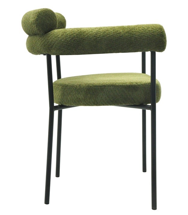 Sillón CERVANTES, metal, tapizado tejido bouclé verde oscuro - Imagen 3