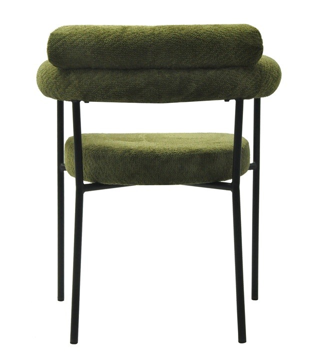 Sillón CERVANTES, metal, tapizado tejido bouclé verde oscuro - Imagen 4