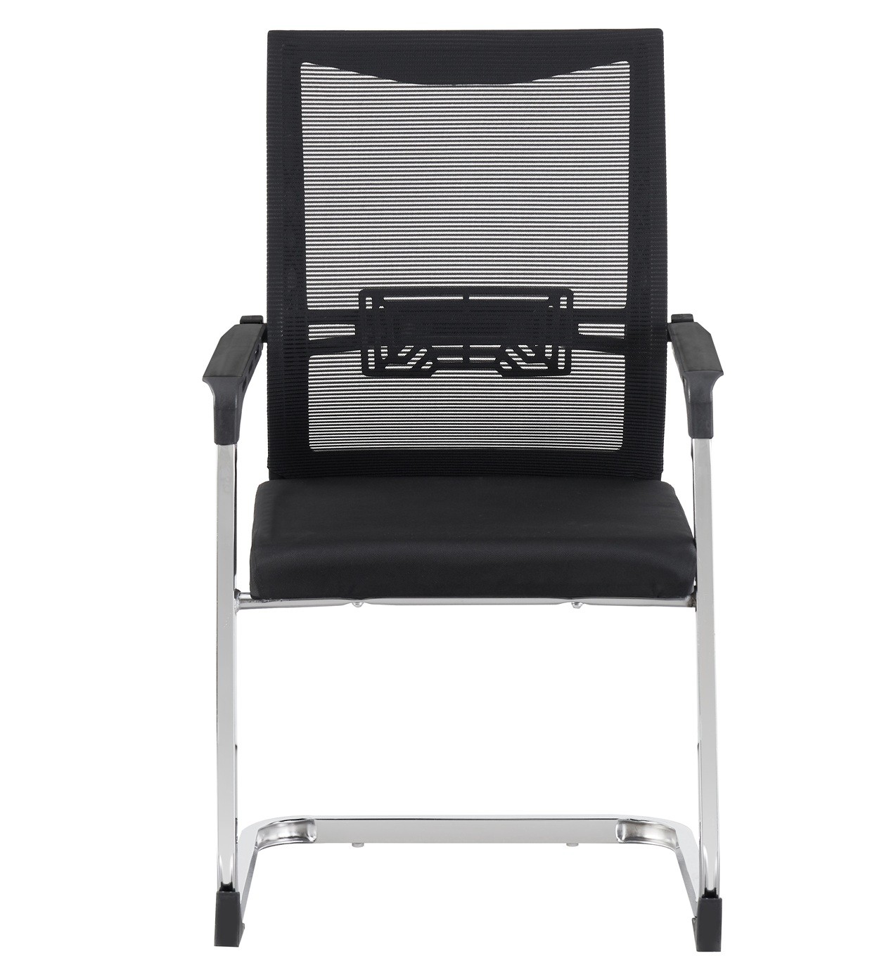 Sillón de oficina FLERS, fijo de patín, cromado, malla negra - Imagen 2