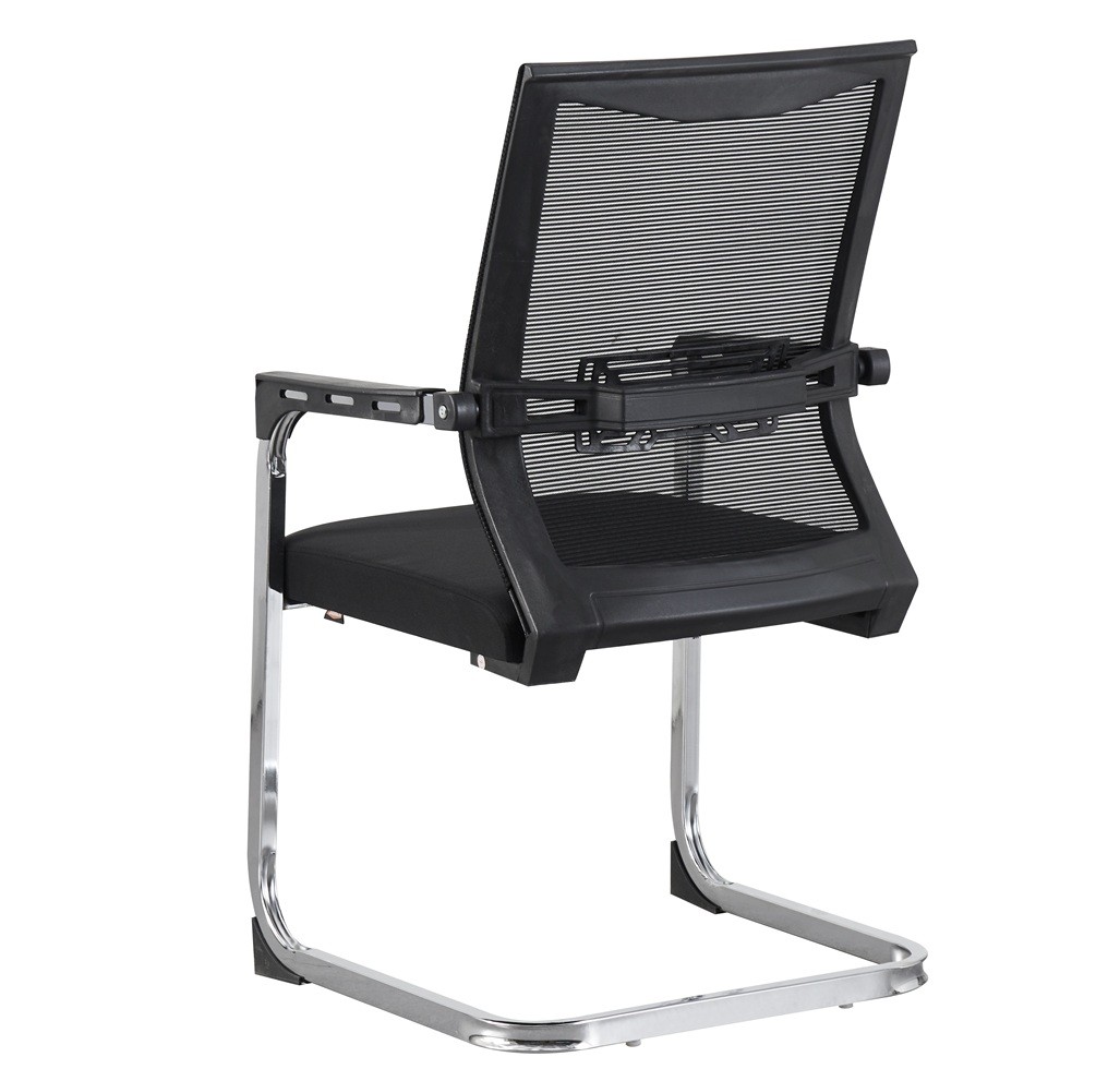 Sillón de oficina FLERS, fijo de patín, cromado, malla negra - Imagen 4