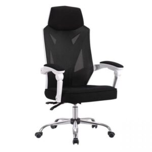Sillón de oficina GRAZ, blanco, alto, malla y tejido negro